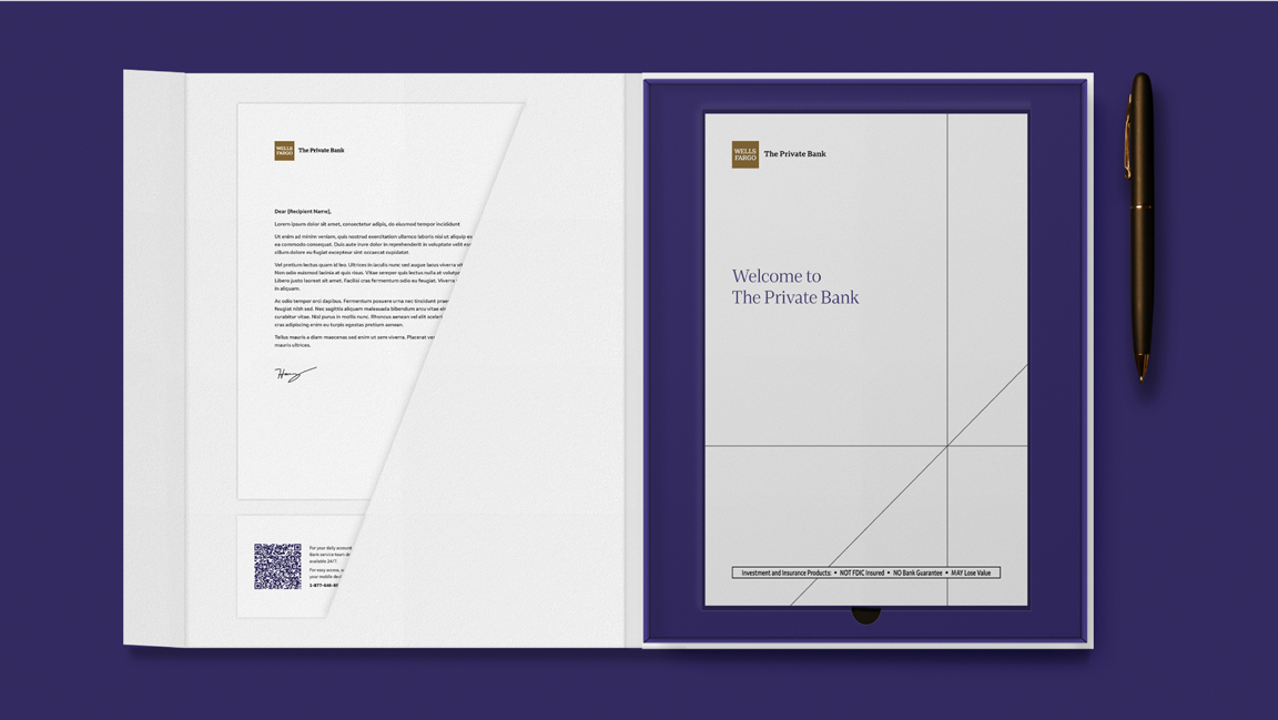 The Private Bank welcome letter and cover folder